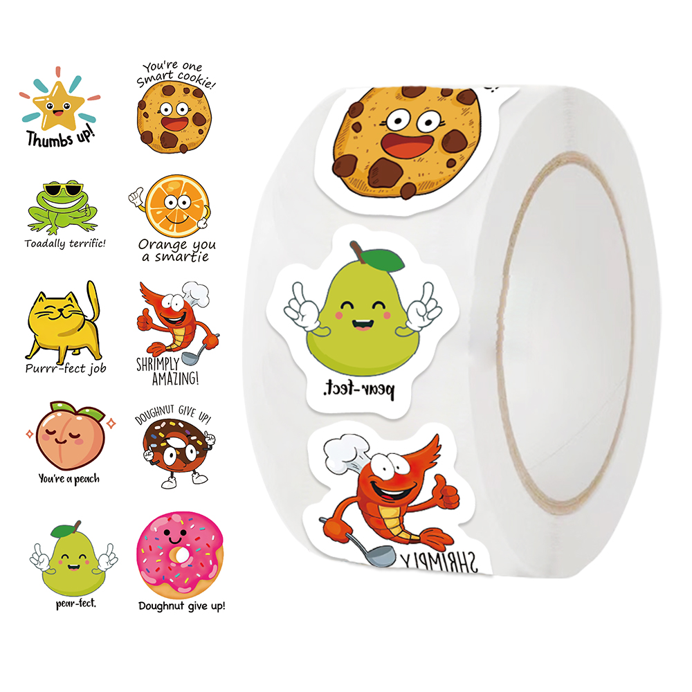 Kids Education Motivation - 500 adet/rulo için Kawaii çıkartması öğrenci