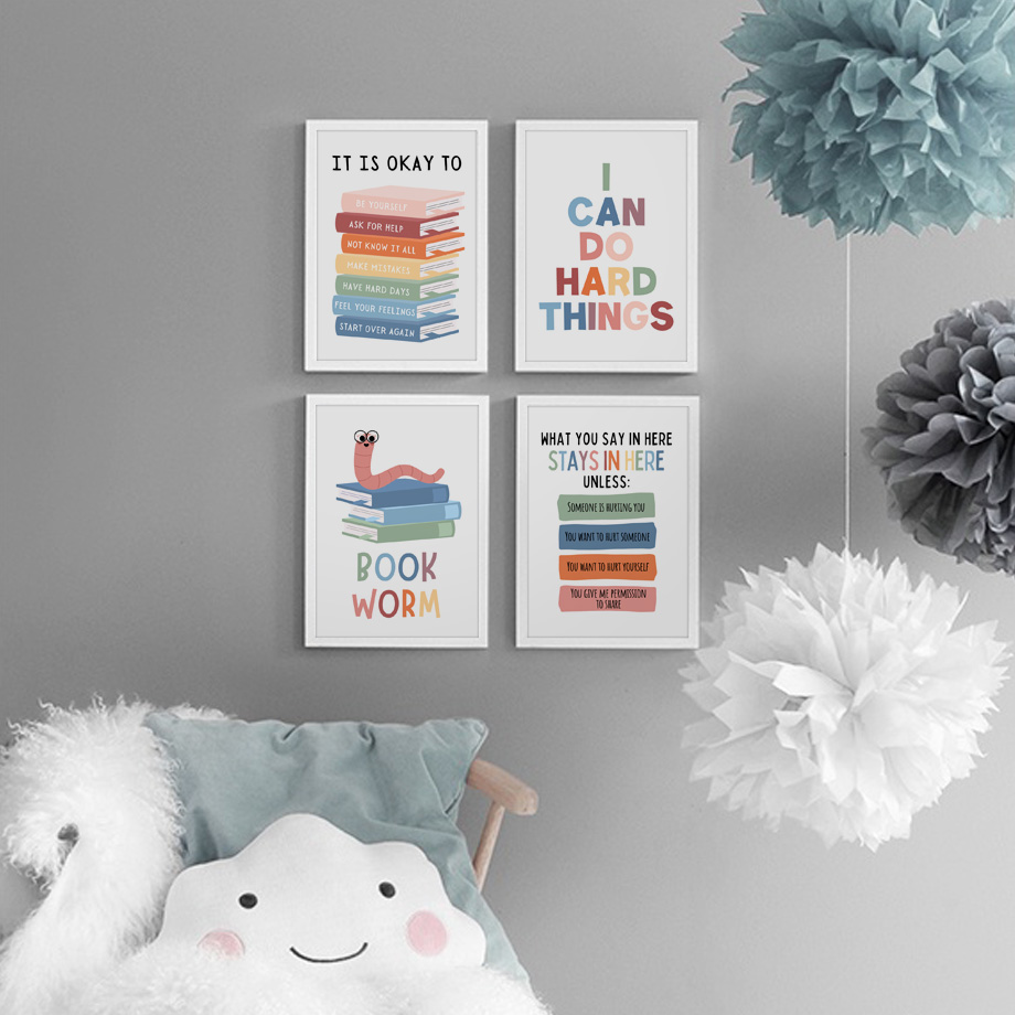 Kids Education Motivation - İngilizce Eğitim Sözleri Motivasyon Sınıf Posterleri