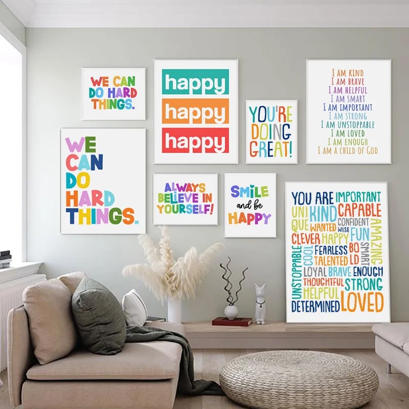 Olumlu Çocuk Sınıfı Duvar Resm - Kids Education Motivation incelemesi ve fiyatı